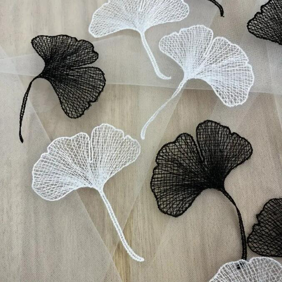 3D Printing On Fabric - 5 Pcs Black White Ginkgo Leaves