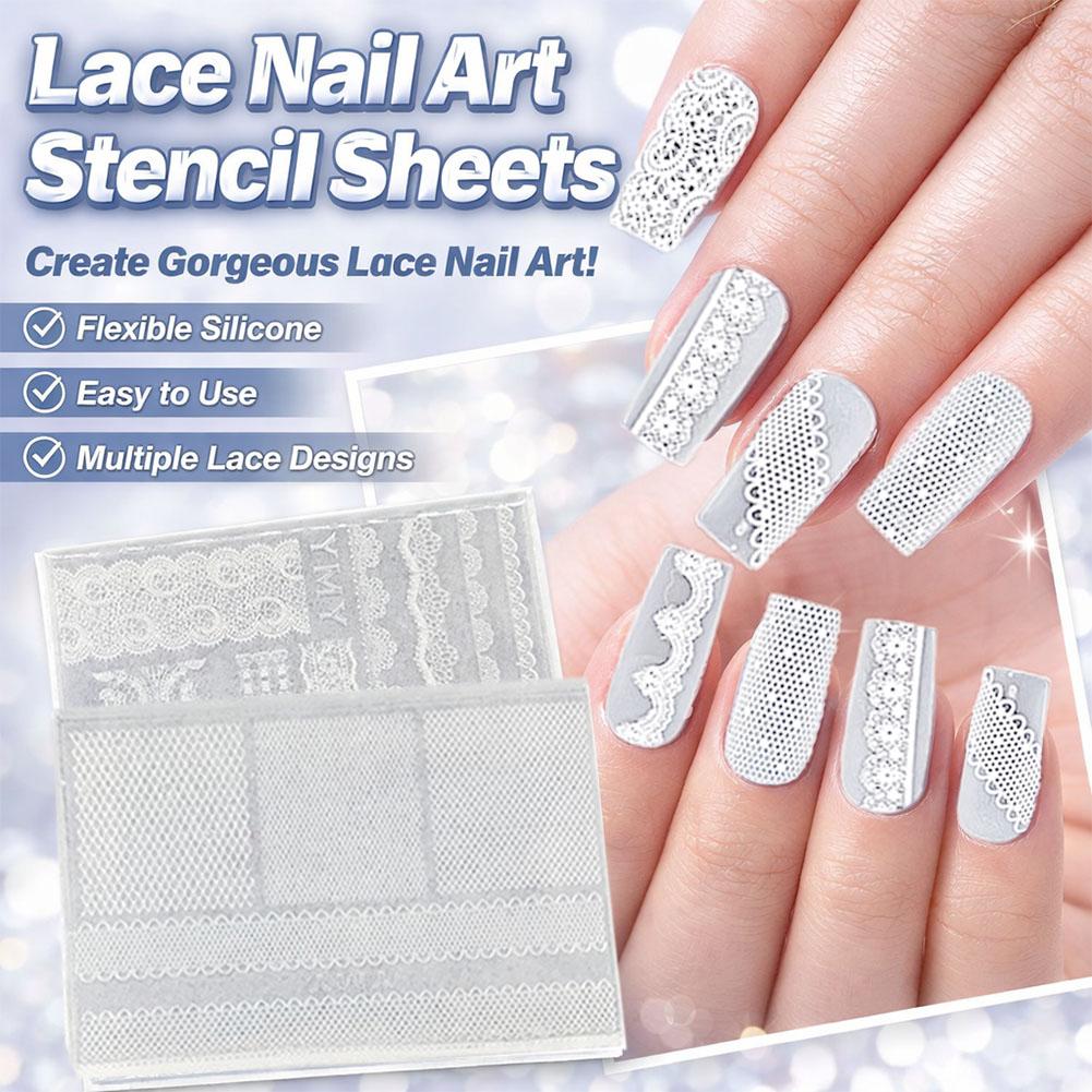 Silicone Lace Nail Art Stencil - 3D Printing Template ulasan dan harga