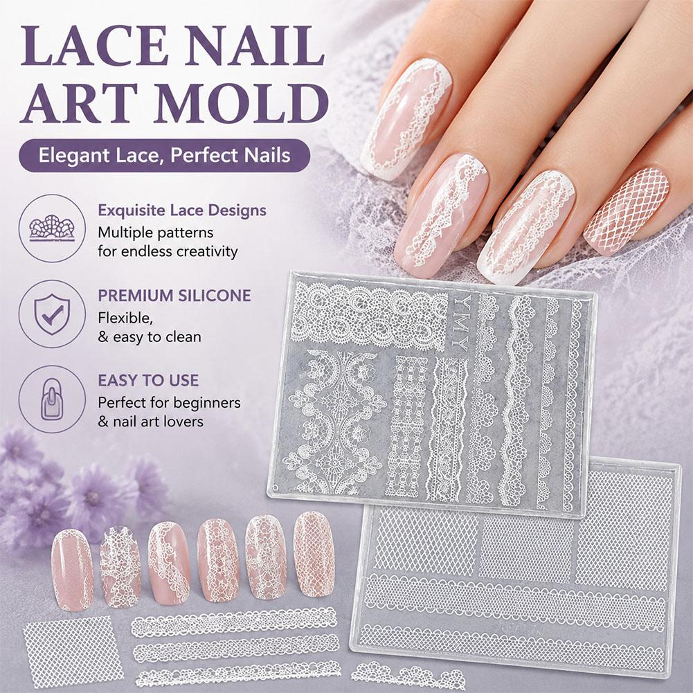 Silicone Lace Nail Art Stencil - 3D Printing Template ulasan dan harga