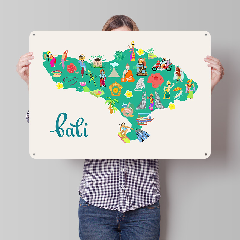 Bali Map Illustration Poster R - 3D Printing Bali ulasan dan harga