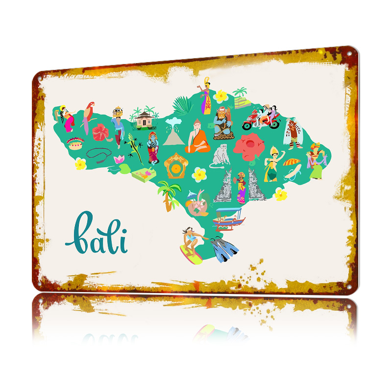 Bali Map Illustration Poster R - 3D Printing Bali ulasan dan harga