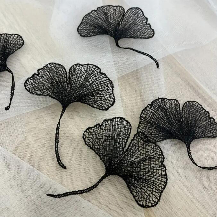 5 Pcs  Black White Ginkgo Leav - 3D Printing On Fabric ulasan dan harga