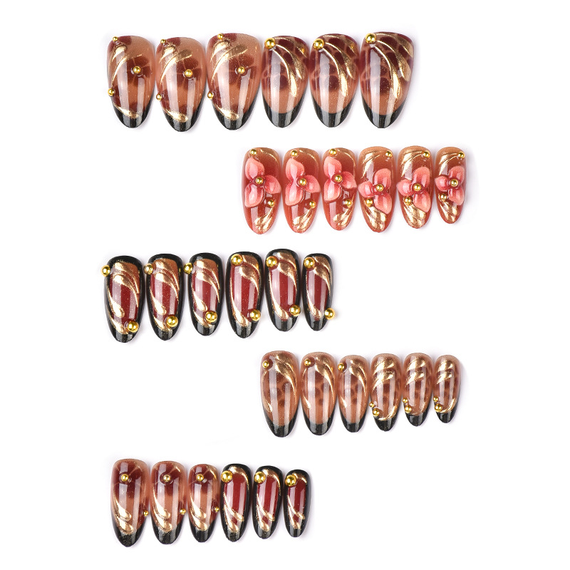 24PCS Retro Brown French False - 3D Printing Ptc ulasan dan harga