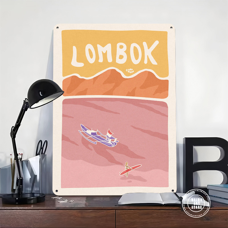 Bali Lombok Surf Poster Retro  - 3D Printing Bali ulasan dan harga